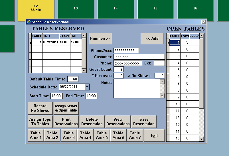 Restaurant Reservation Software Screen 2